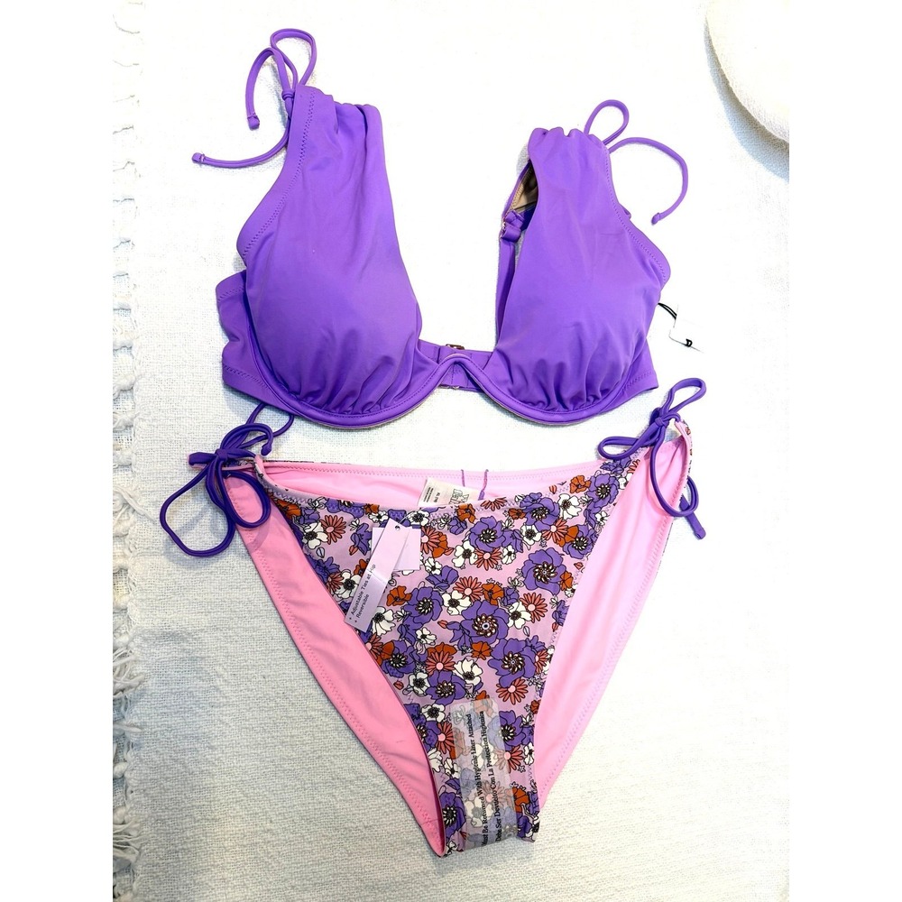 Bikini - Mix & Match - Tunneled Shoulder Tie Bikini Top & Side Tie Adj Bottom